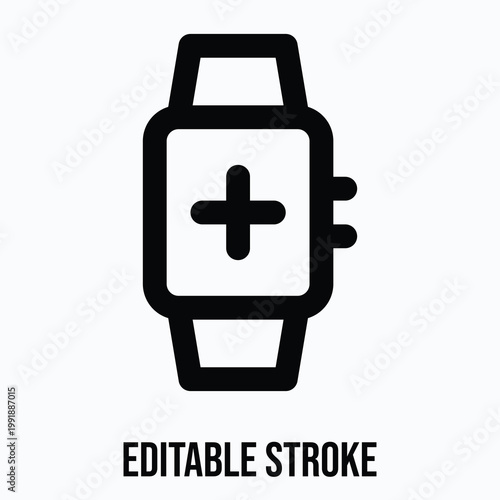 Smartwatch Vector Icon, Medical Related Icon, Isolated Lineal Vector Icon.