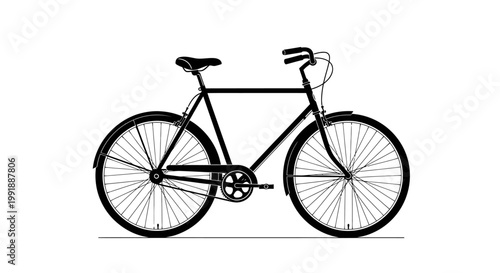 Vintage bicycle with thin tires.