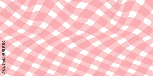 Red gingham fabric seamless pattern. Cute check plaid. Picnic kitchen tablecloth texture. Gingham square vintage texture. Vector illustration isolated on white background.