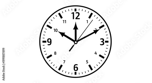 Analog Clock Face with Black Hands.