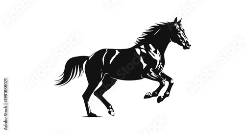 Black Horse Running Fast Silhouette.