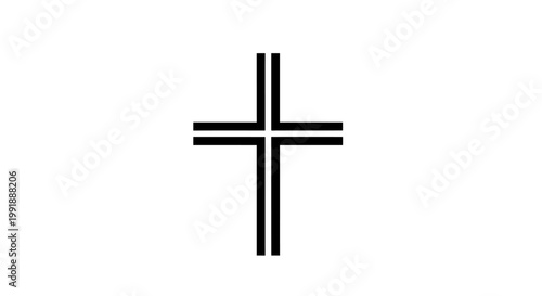 Black Cross Symbol Icon Sign.