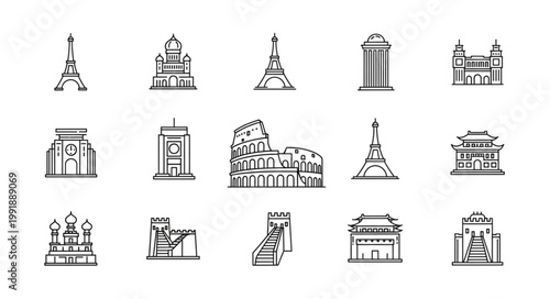 Collection of Famous Landmark Icons.