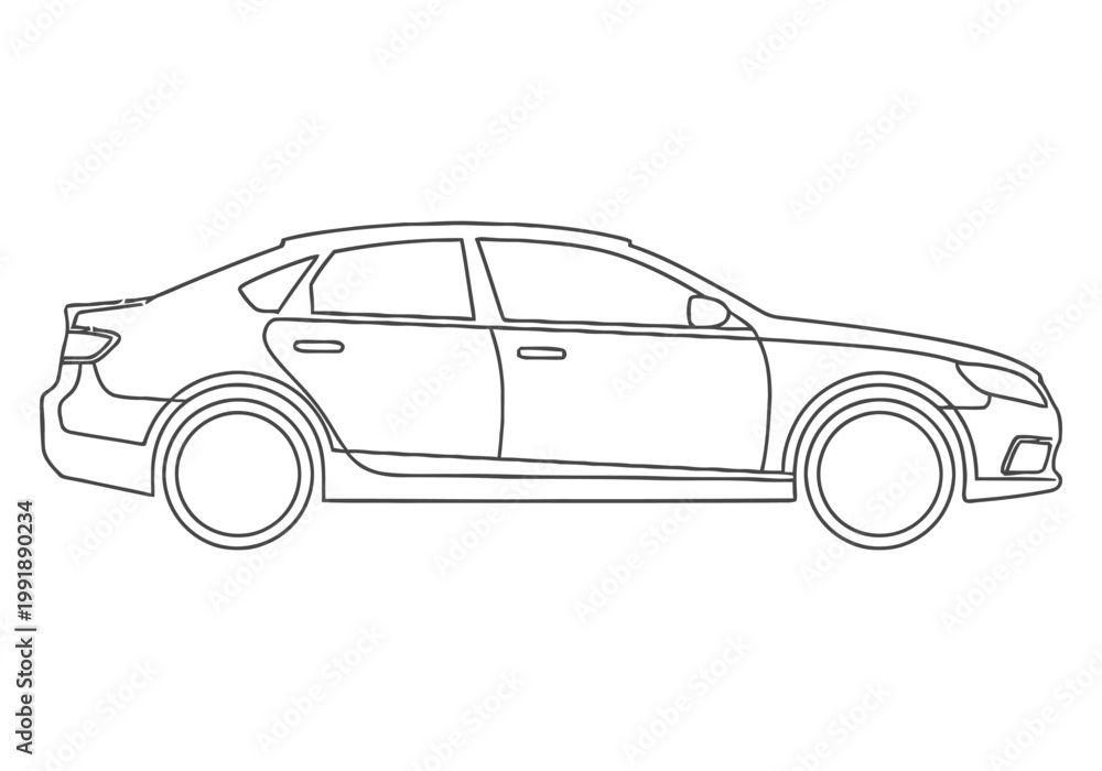 Fototapeta premium Line art illustration of a modern sports car side view