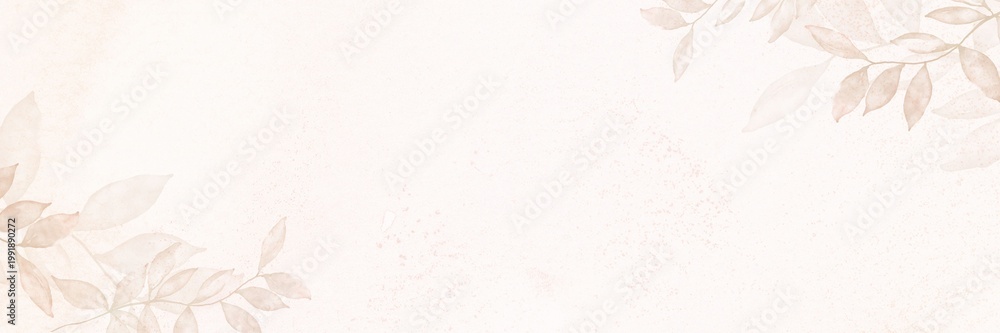 Obraz premium Aesthetic watercolor leaf background, beige textured design