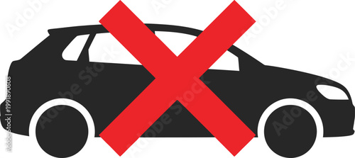 Prohibited vehicle a black car with a large red 'x' overlay