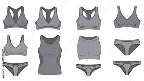 Variety of women's sports bras and underwear on display