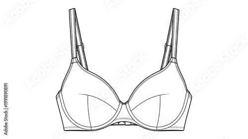 A detailed illustration of a lingerie bra on a plain background