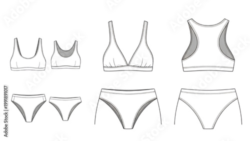 Illustration shows various women's underwear and bras on display
