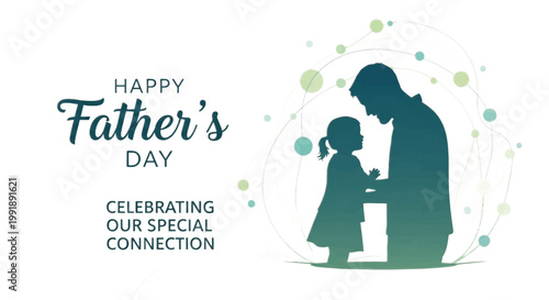 Father's Day, Happy Father's Day, Family Love, Silhouette Illustration, Greeting Card Design