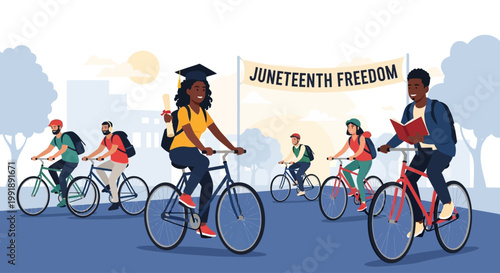 Juneteenth Freedom Ride: Diverse Students Cycling Towards Education and Liberty
