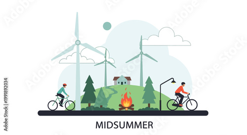 Midsummer celebration with wind energy and cycling