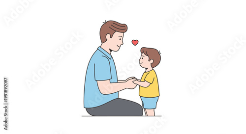 Father and son holding hands with love heart
