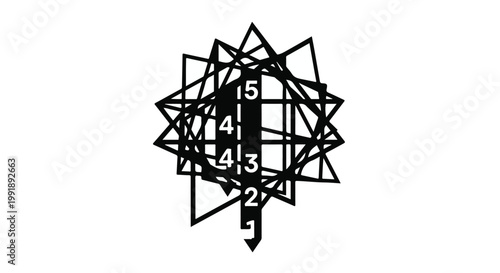 Geometric shape with numbers inside, abstract mathematical concept illustration, modern technology design element, creative background