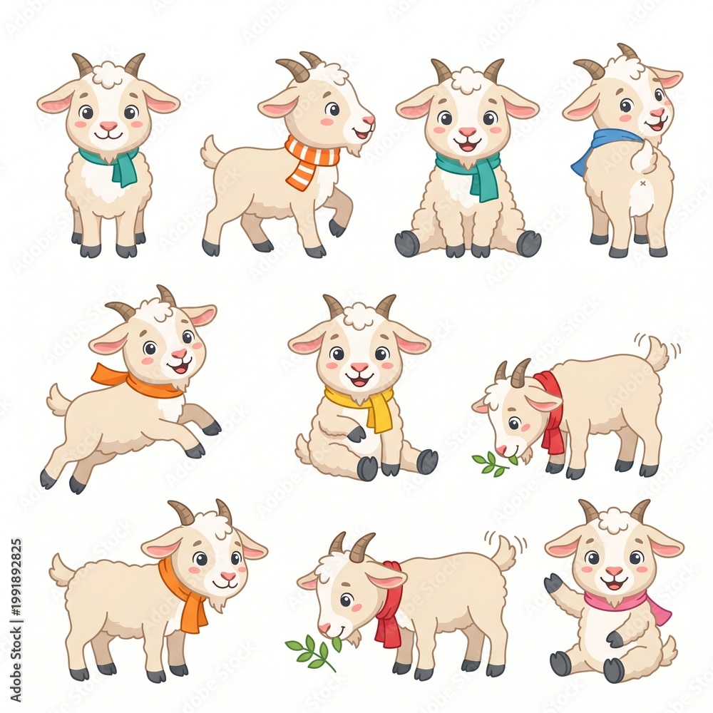 Fototapeta premium Goat Character Set..