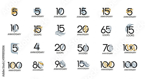 Collection of Anniversary and Milestone Number Logos.