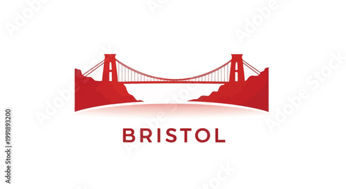 Iconic Red Silhouette of Bristol Bridge in England, UK.
