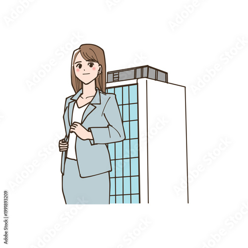 ビジネス街に立つ自信に満ちた女性起業家