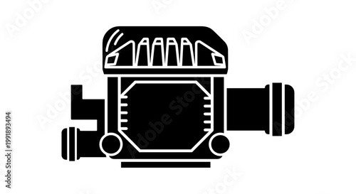 Black and white engine icon.