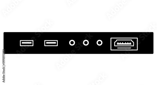 Computer ports on a panel.