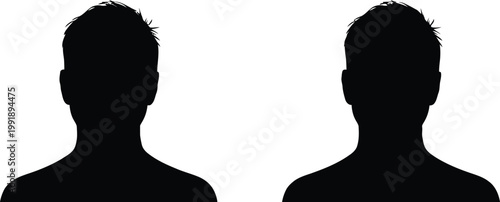 Two black male head silhouettes facing forward face