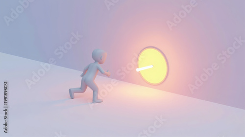 AI-Generated illustration of a person reaching toward a glowing ring just beyond a wall, symbolizing near success, missed opportunity, persistence, effort, and the fine line between failure and achiev