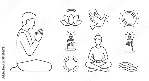 Collection of Religious and Spiritual Symbols and Figures.