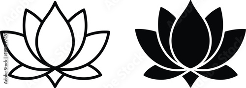 Lotus flower symbol, spa and yoga meditation outline icon isolated on transparent background representing peace relaxation wellness mindfulness healing balance spiritual harmony natural beauty 