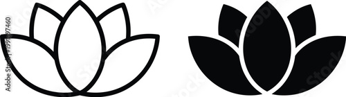 Lotus flower symbol, spa and yoga meditation outline icon isolated on transparent background representing peace relaxation wellness mindfulness healing balance spiritual harmony natural beauty 