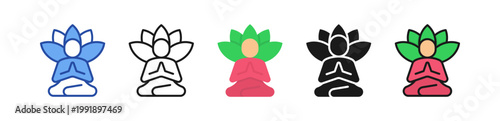 Mindfulness Practice Icon Multi Style Illustration