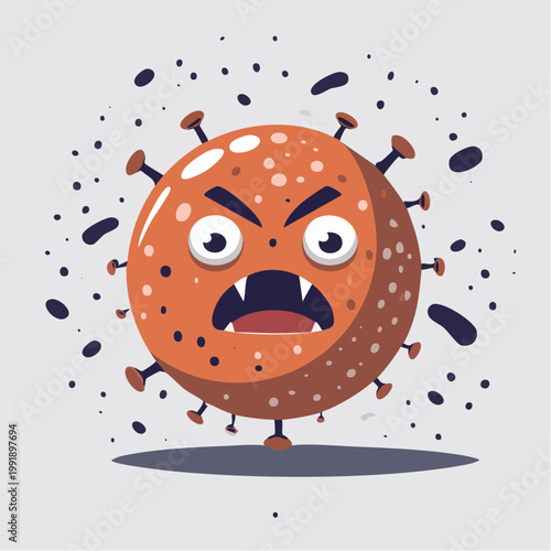 Angry Cartoon Virus Character