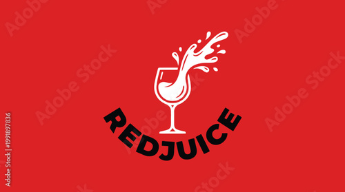 Red Juice Logo with Splashing Wine Glass.
