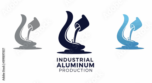 Industrial Aluminum Production Logo Depicting Molten Metal Pouring Process.
