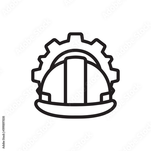 Black Silhouette Construction Safety Equipment And Hand Tool Flat Vector Icon Set.