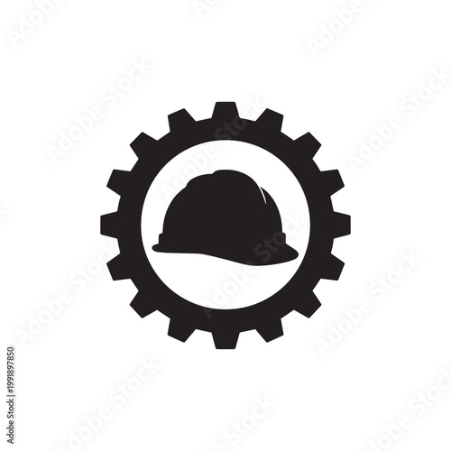 Black Silhouette Construction Safety Equipment And Hand Tool Flat Vector Icon Set.