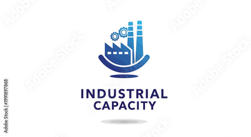Industrial Capacity Logo - Blue Factory Icon Representing Manufacturing and Production.