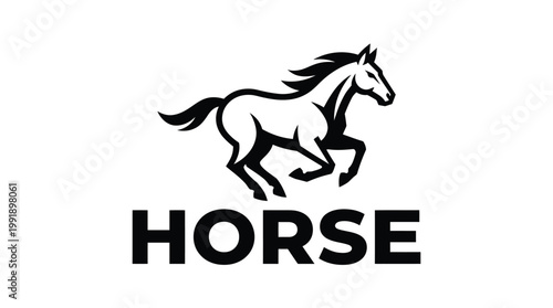 Running Horse Logo Design Vector Illustration.