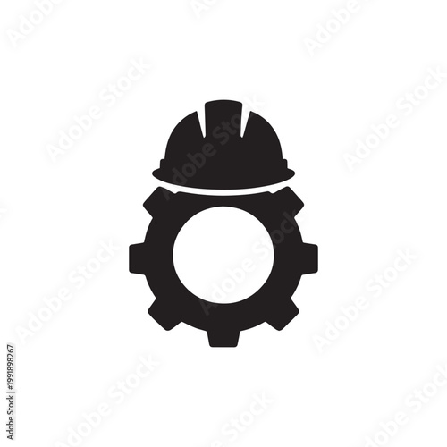 Black Silhouette Construction Safety Equipment And Hand Tool Flat Vector Icon Set.