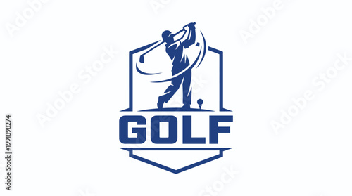 Golf Emblem with Golfer Silhouette and Text.
