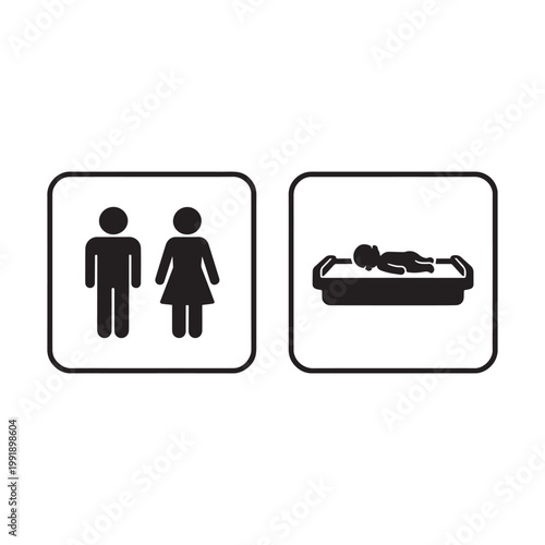 Comprehensive Set of Black and White Bathroom and Public Restroom Service Icons.