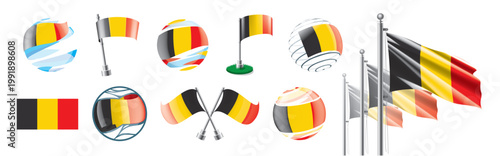A set of vector Belgian flags of different designs