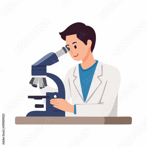 Scientist using a microscope