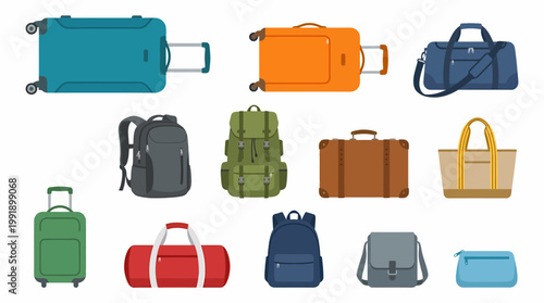 Diverse collection of travel bags and luggage for various journeys.