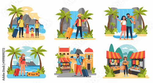 People enjoying various travel and vacation activities.