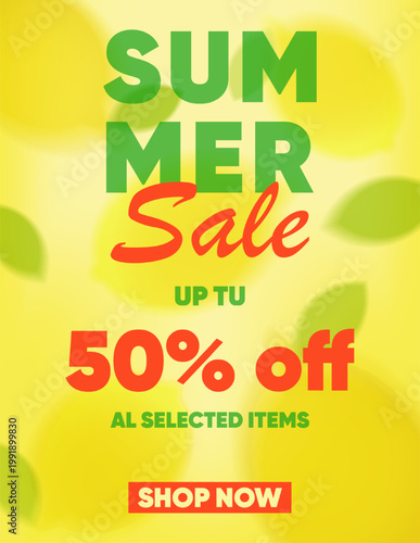 Summer Sale Fifty Percent Lemon Banner
