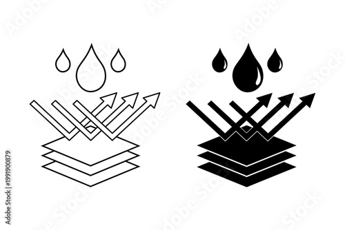 Waterproof icon, Element for design isolated on white background, for web and app. Flat vector illustration