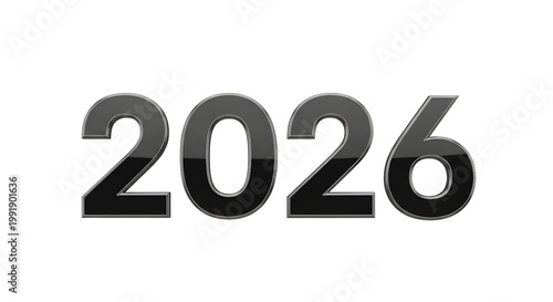 Dark Bold 2026 Text on Transparent Background