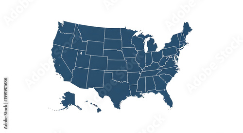 Dark Blue United States Map Silhouette