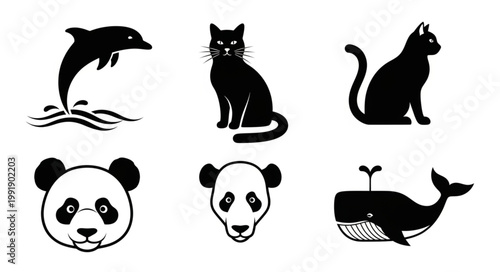 Collection of Animal Silhouettes and Icons.