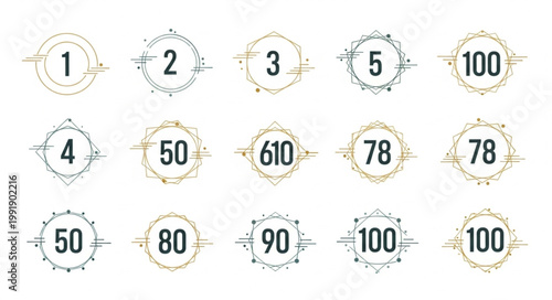 Collection of Numbers in Decorative Circular Frames.